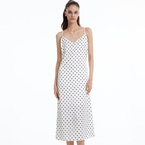 Goelia Polka Dots Spaghetti Strap Slip Maxi Dress